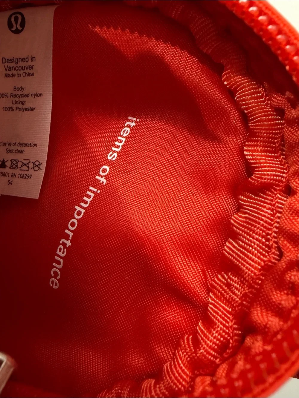 lululemon athletica Bright Red Round Zip Pouch with Carry Loop
